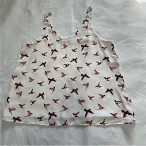 4/25 Chic Bird Pattern Camisole in White and Red